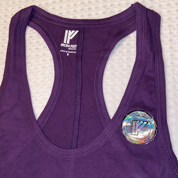 NEW! IRON FIST ATHLETIC Graphic Print Tank Top SMALL Purple Black Racerback - Picture 3 of 9